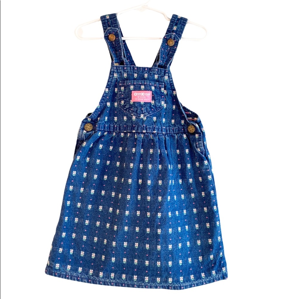 OshKosh B’gosh Embroidered Flower Vintage Denim Jumper Dress